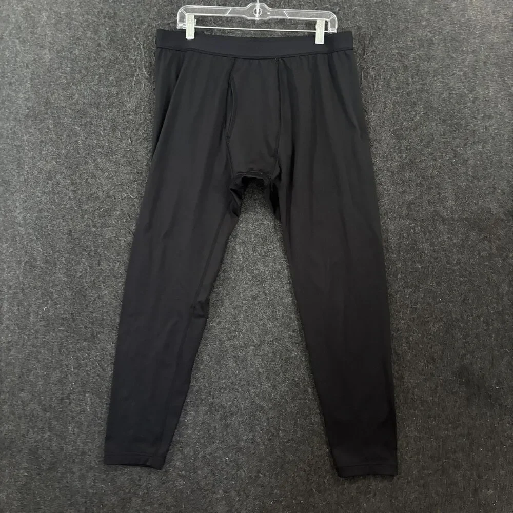 Duluth Trading Co Devil Track Fleece Base Layer Pants Men's XLx32 Black Stretch